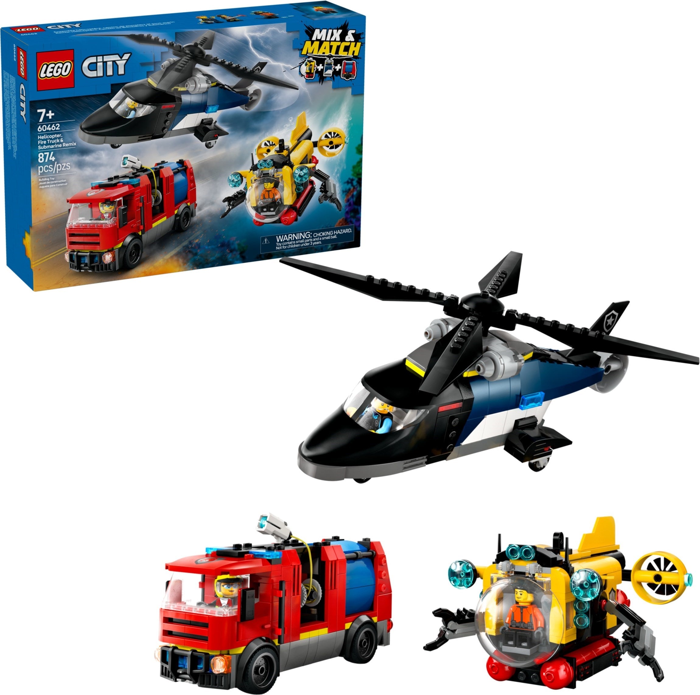 Helicopter, Fire Truck & Submarine Remix 60462 | City | LEGO – image 3