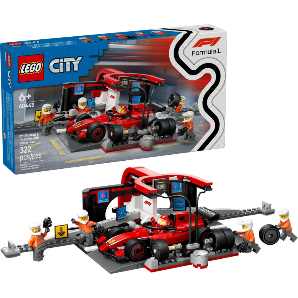 F1 Pit Stop & Pit Crew with Ferrari Car 60443 | City Formula 1 New Release | LEGO