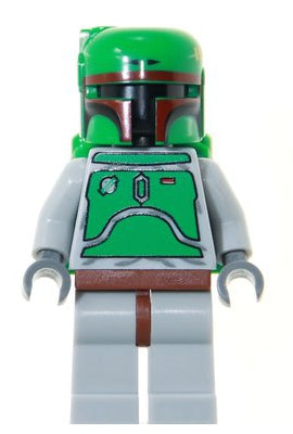 Boba Fett-Bluish Gray-Dark Red Helmet Highlights SW0002b | Star Wars Minifigure | LEGO